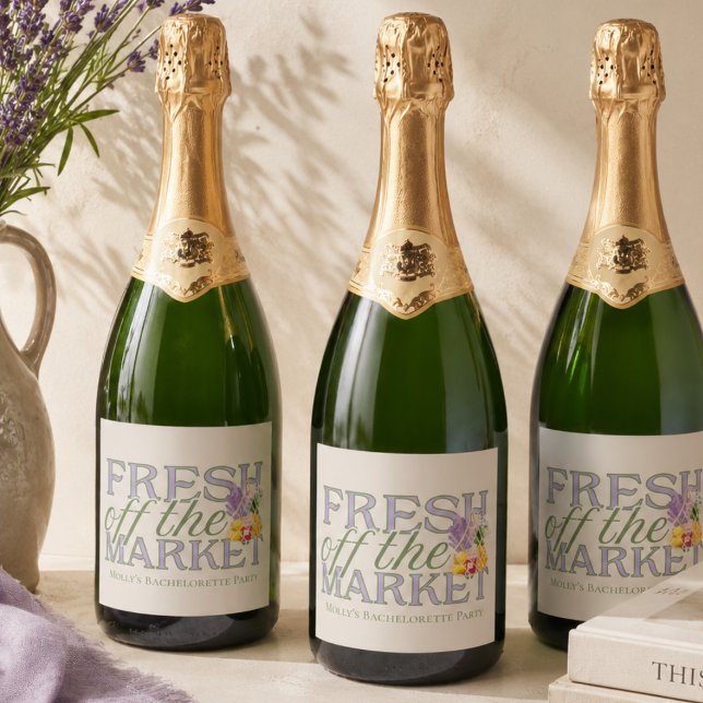 Ny på Marknaden Bröllopsfest (Fresh Off the Market Bridal Shower Sparkling Wine Label)