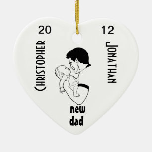 Ny pappa - anpassade julgransprydnad keramik