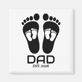 Ny pappa Baby Footprints Etablerat datum  Magnet