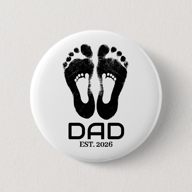 Ny pappa Baby fotavtryck etablerat datum  Knapp (Framsida)