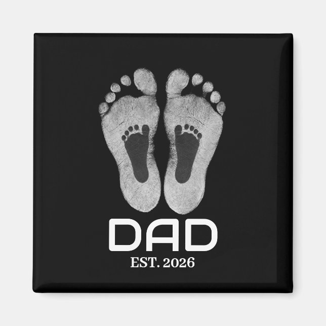 Ny pappa Baby fotspår etablerat datum  Magnet (Framsidan)