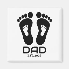 Ny Pappa Baby Fotspår Etablerat Datum  Magnet