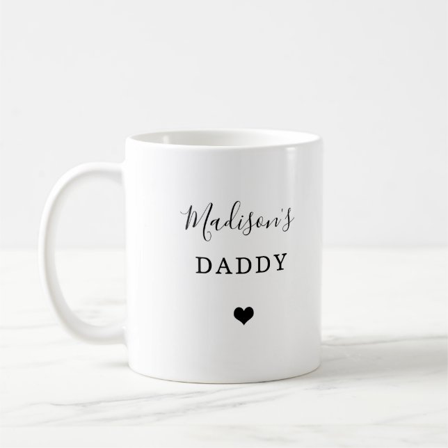 Ny pappa - Barnets Namn med enkelt hjärta Kaffemugg (Vänster)