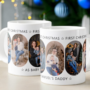 Ny Pappa Första Julen 6 Foto Rundad Romb Jumbo Mugg