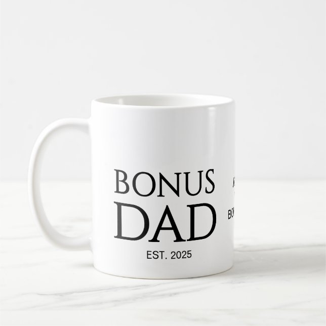 Ny Pappa-present Anpassad text BONUS Pappa Etabler Kaffemugg (Vänster)