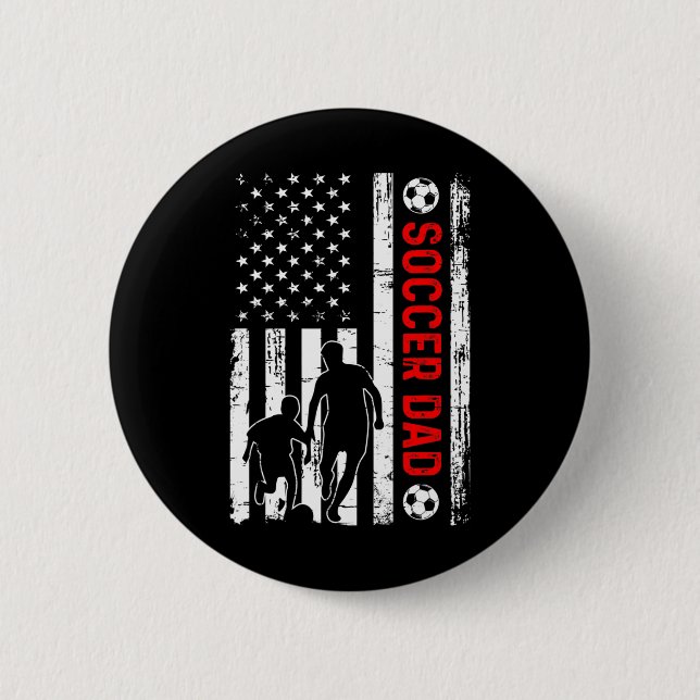 Ny Pappa Snart Att Bli Fotbollspappa Retroamerikan Knapp (Framsida)