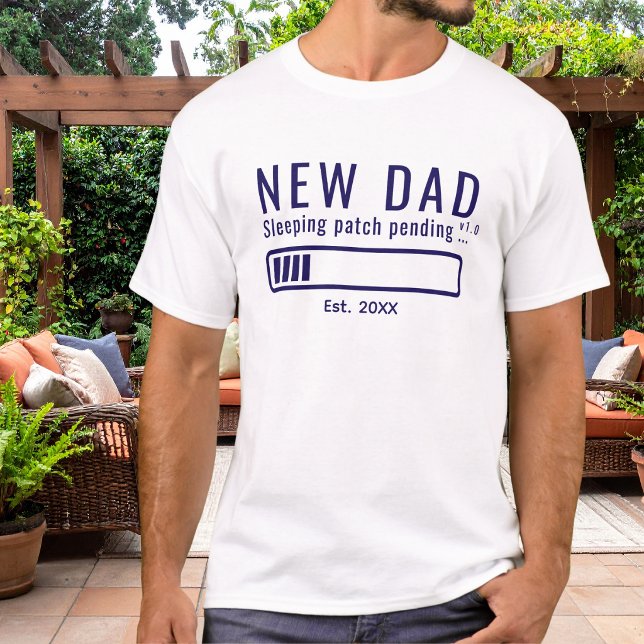 Ny Pappa Sömnpatch Väntande Rolig Blå Est. T Shirt (Skapare uppladdad)