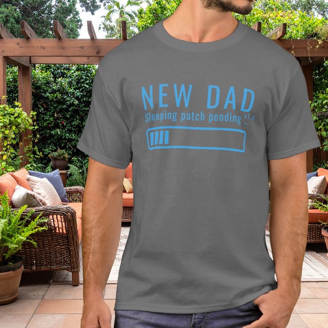 Ny Pappa Sovande Patch Blå Design T Shirt (Skapare uppladdad)