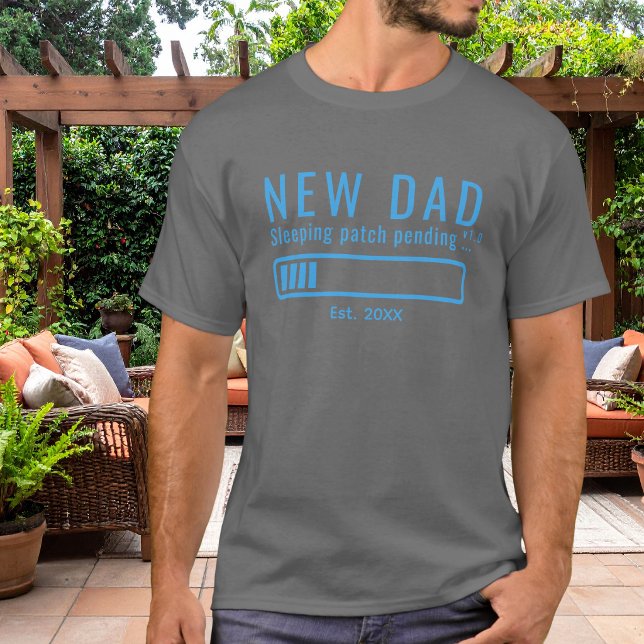 Ny Pappa Sover Patch Blå Design T Shirt (Skapare uppladdad)