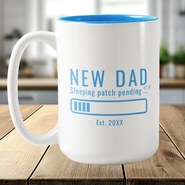 Ny Pappa Sover Patch Blå Design Två-Tonad Mugg (Skapare uppladdad)