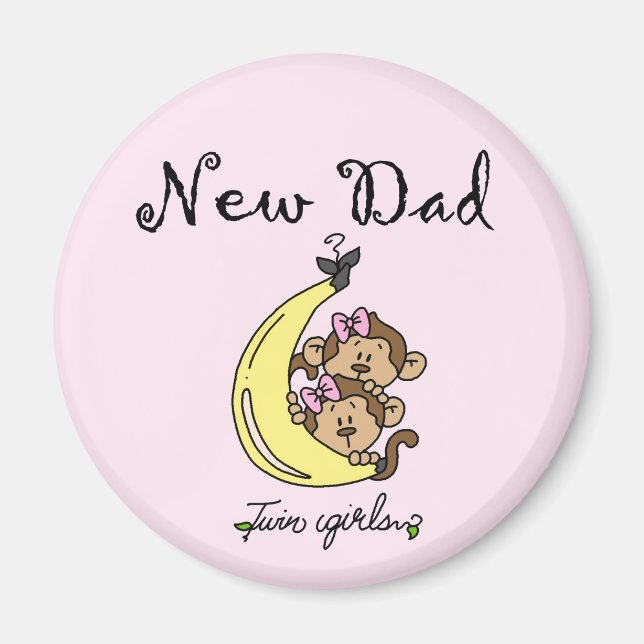 Ny pappa till Twin Girls Tshirts och Gifts Magnet (Framsidan)