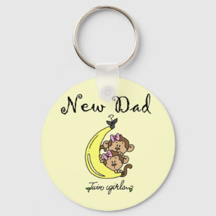 Ny pappa till Twin Girls Tshirts och Gifts Nyckelring