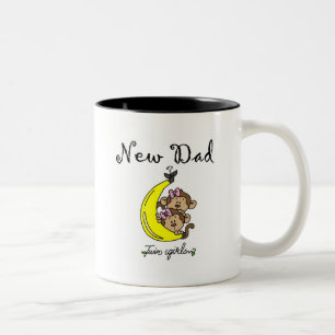 Ny pappa till Twin Girls Tshirts och Gifts Två-Tonad Mugg