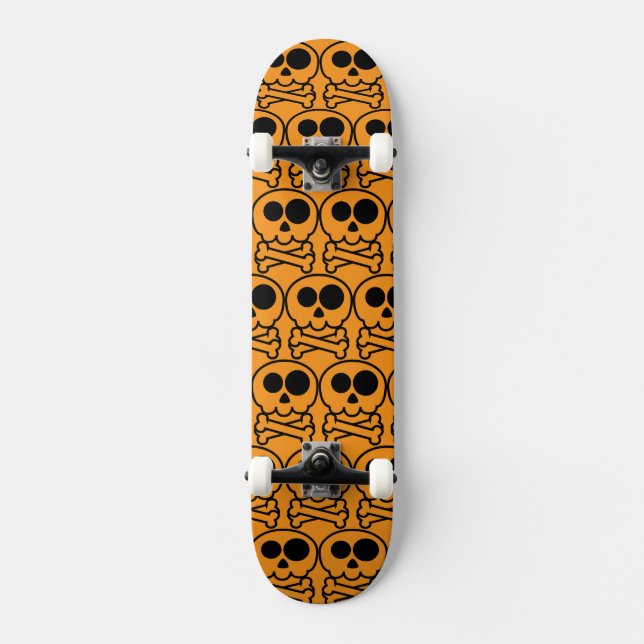 NY - Pastell Tecknad Dödskalle Mini Skateboard Bräda 18,5 Cm (Framsida)