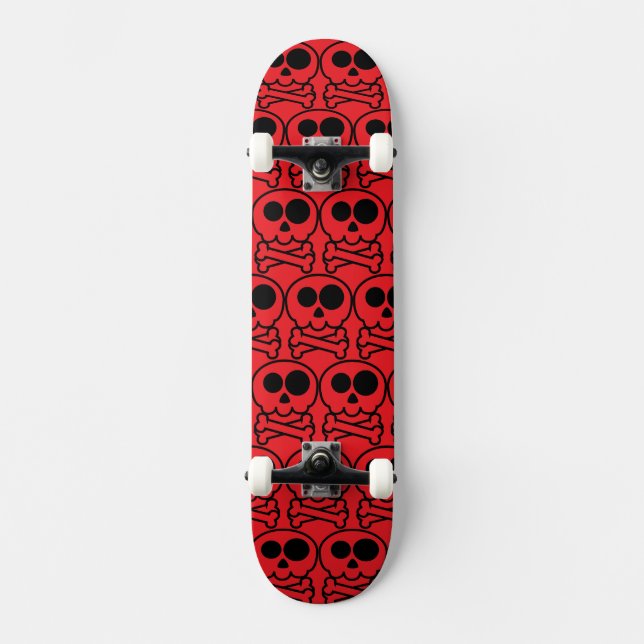 NY - Pastell Tecknad Dödskalle Mini Skateboard Bräda 18,5 Cm (Framsida)
