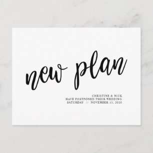 Ny plan, Bröllopsförskjutning, minimal Svart Vykort