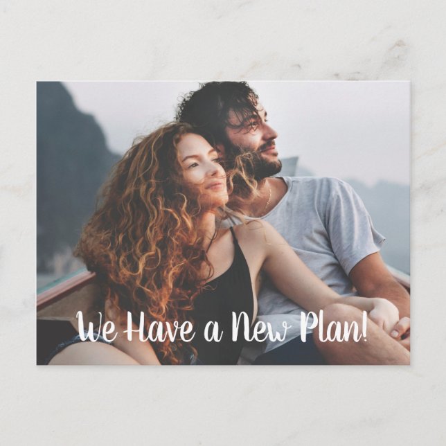 Ny plan reviderad bröllopsförsening med foto vykort (Framsida)