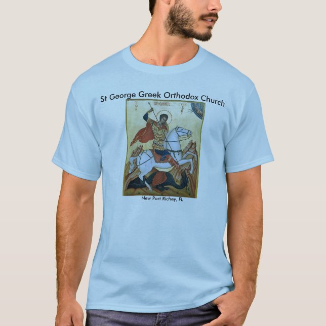 Ny port Richey St George för grekisk ortodoxkyrka T-shirt (Framsida)