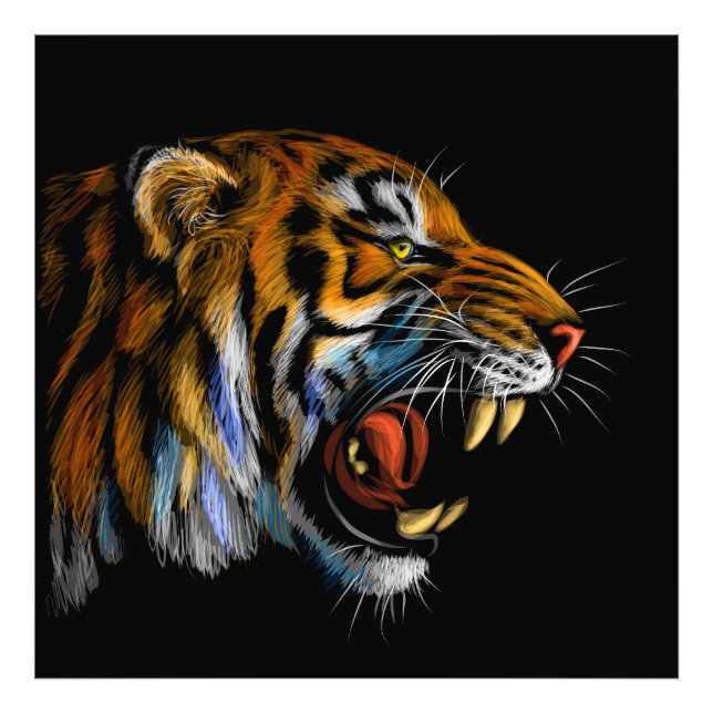 Ny POWERFUL TIGER-fotoutskrift Fototryck (Framsidan)