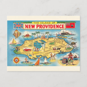 Ny Providence Bahamas Karta Vykort