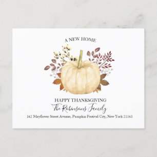 Ny Pumpkin-Thanksgiving för hemmakontroll Flyttat Meddelande Vykort