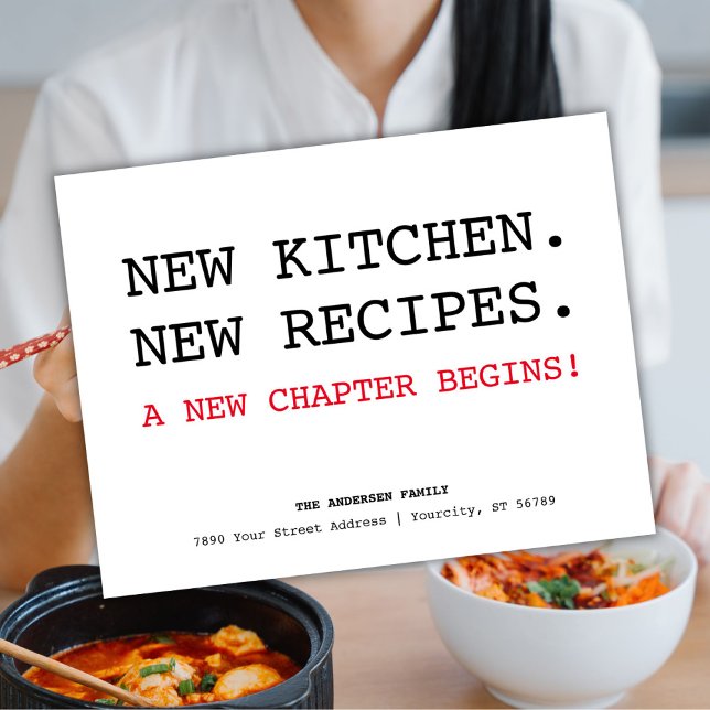 Ny Recipes Adress enkel minimal Flytta Meddelande Vykort (New Recipes Address Simple Minimalist Moving Announcement Postcard)