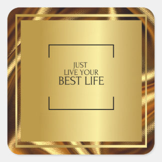 "Ny reflektion: du är storhet" Svarta och Guld Fyrkantigt Klistermärke