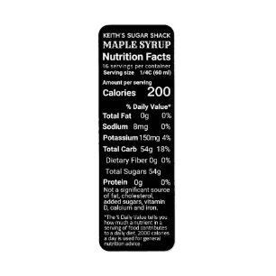 NY Returadress Maple Syrup Nutrition Black Etikett
