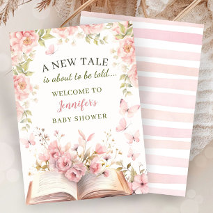 Ny Sago Bibliotek Bebis Kalas Flickan Rosa Blommig Inbjudningar