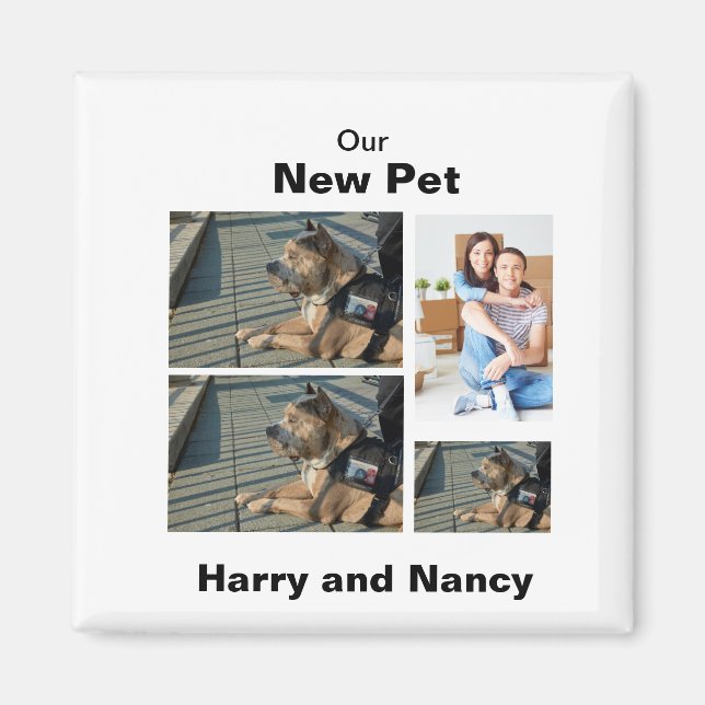 Ny sällskapsdjur anpassad 4 Foto Collage Magnet (Framsidan)
