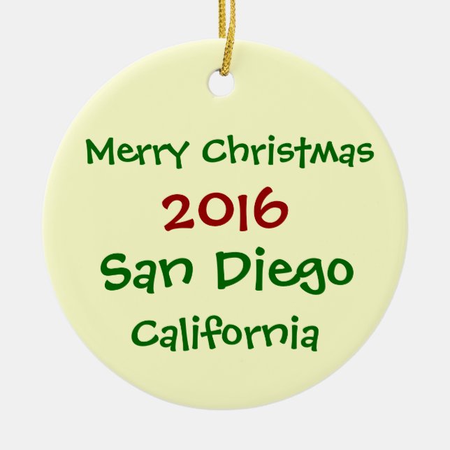 NY San Diego Kalifornien JULPRYDNAD 2016 Julgransprydnad Keramik (Framsidan)