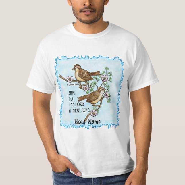 Ny sång fåglar kristen   t shirt (Framsida)