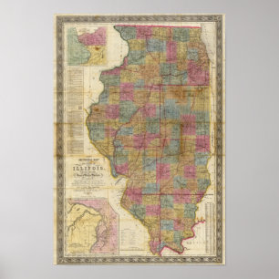 Ny sektions- karta av det statligt av Illinois 2 Poster