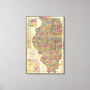 Ny sektions- karta av det statligt av Illinois Canvastryck