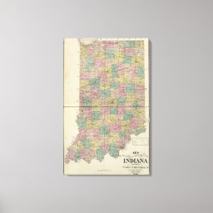 Ny sektions- och församlingkarta av Indiana Canvastryck