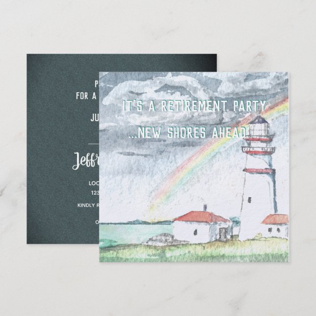 Ny Shores Lighthouse-inbjudan till Pension-partiet Inbjudningar (Fram/baksida)