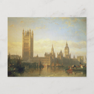 Ny slott av Westminster från floden Thames Vykort