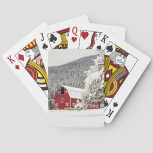 Ny snö på röd ladugård casinokort