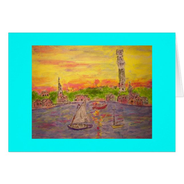 ny solnedgång i motorland hälsningskort (Framsidan Horizontal)