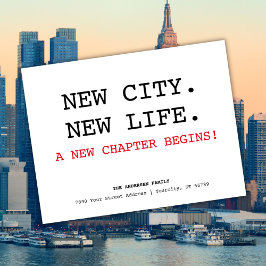 Ny Stad Nytt Liv Fet Minimalistisk Flytt Meddelande Vykort