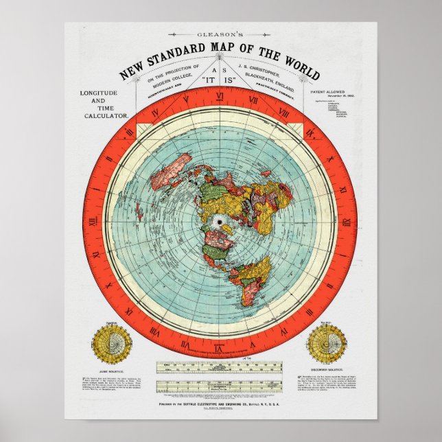 Ny standardkarta över den platta jorden poster (Framsidan)