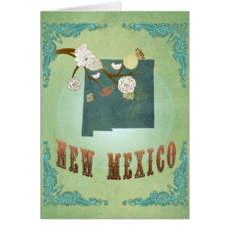 Ny - statlig karta för mexico vintage - grönt hälsningskort