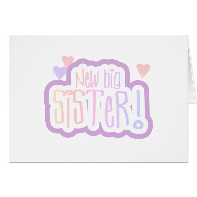 Ny storasyster för lavendeltext hälsningskort (Framsidan Horizontal)