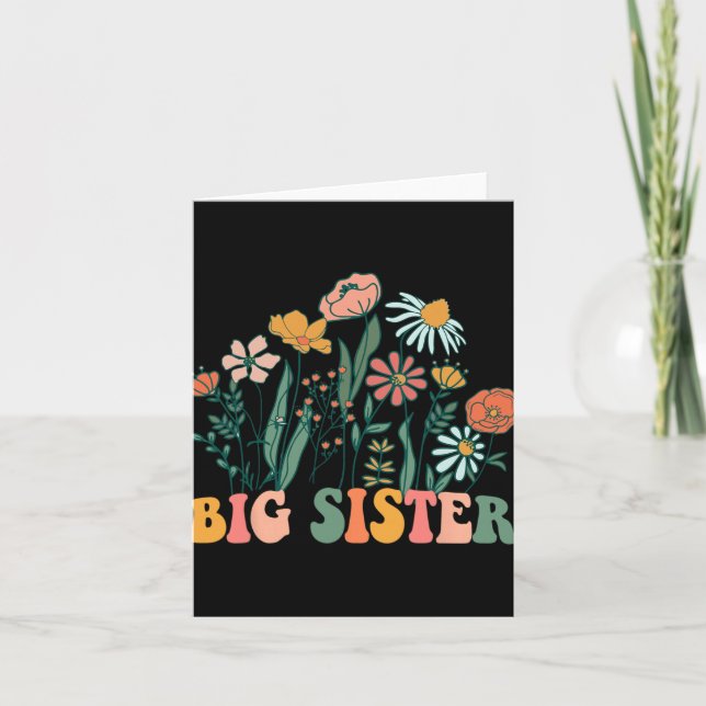 Ny Storasyster Wildflower Första Födelsedag & Bab Kort (Framsida)
