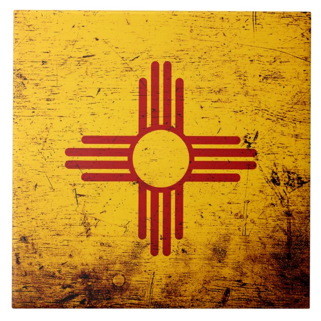 Ny svart Grunge - mexico statlig flagga Kakelplatta (Framsidan)