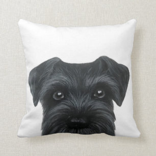 Ny svart Schnauzer, original- målning och design Kudde