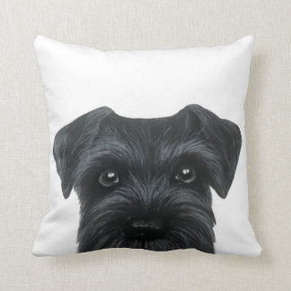 Ny svart Schnauzer, original- målning och design Kudde