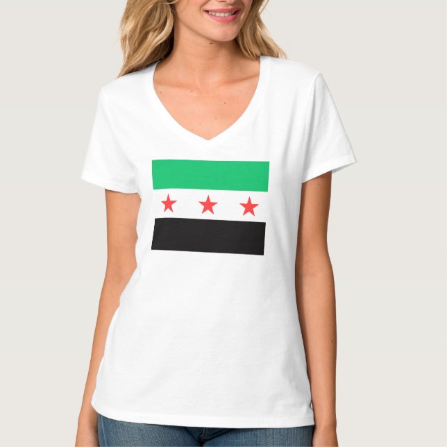 Ny syrisk Flagga Syrien fri efter revolution T Shirt (Framsida)