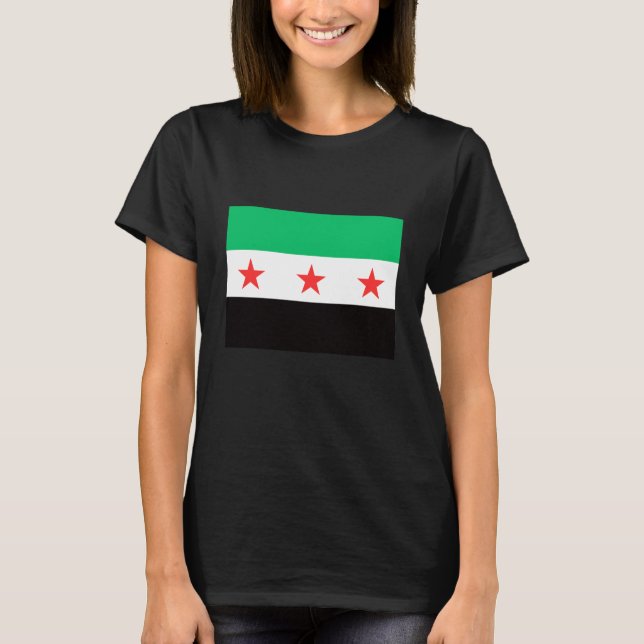 Ny syrisk Flagga Syrien fri efter revolution T Shirt (Framsida)