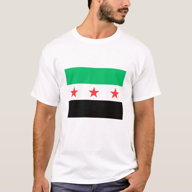Ny syrisk Flagga Syrien fri efter revolution T Shirt (Framsida)